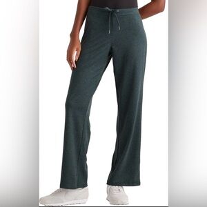 Quince flowknit wide leg pants - heather green